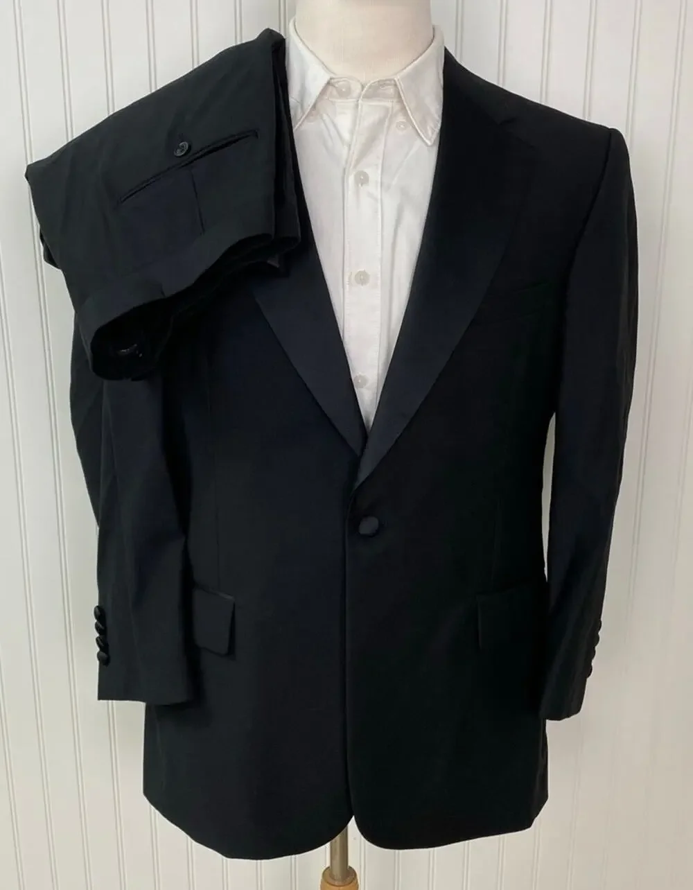 Jos. A. Bank Signature Formal 1-button wool pleated tuxedo jacket pants suit 42S